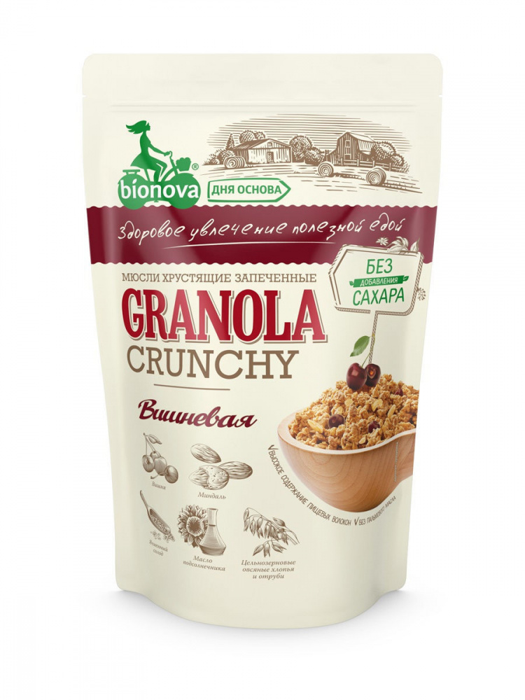 Мюсли «Bionova» Crunchy, вишневые, 400 г - фото
