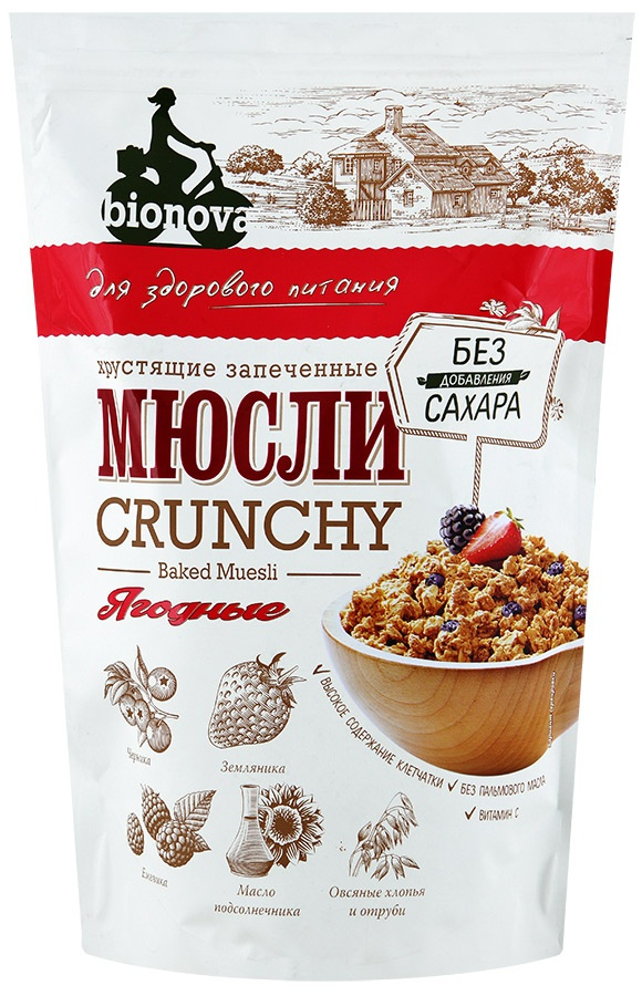 Мюсли «Bionova» хрустящие запеченные ягодные, 60 г - фото