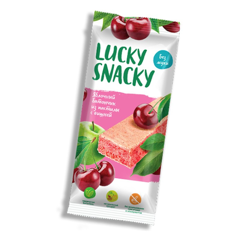 Батончик яблочный «Lucky Snacky» из пастилы с вишней, 30 г - фото