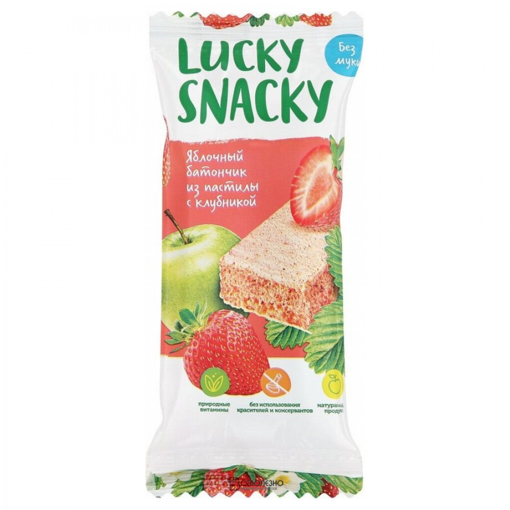 Батончик из пастилы яблочный с клубникой, 30г LUCKY SNAKY - фото