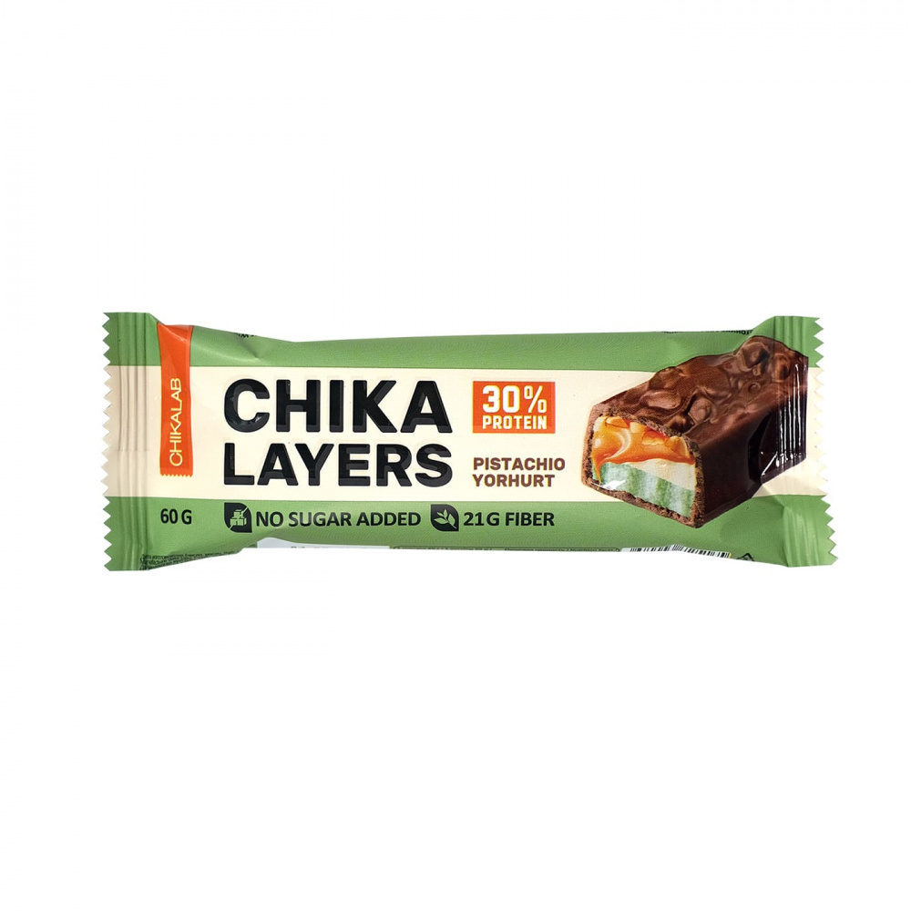 Протеиновый батончик Bombbar Chikalab – Chika Layers - Crispy Cookies (Фисташковый йогурт) 60г - фото