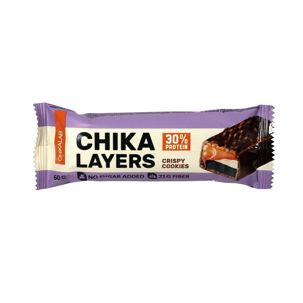 Протеиновый батончик Chikalab – Chika Layers - Crispy Cookies 60g - фото