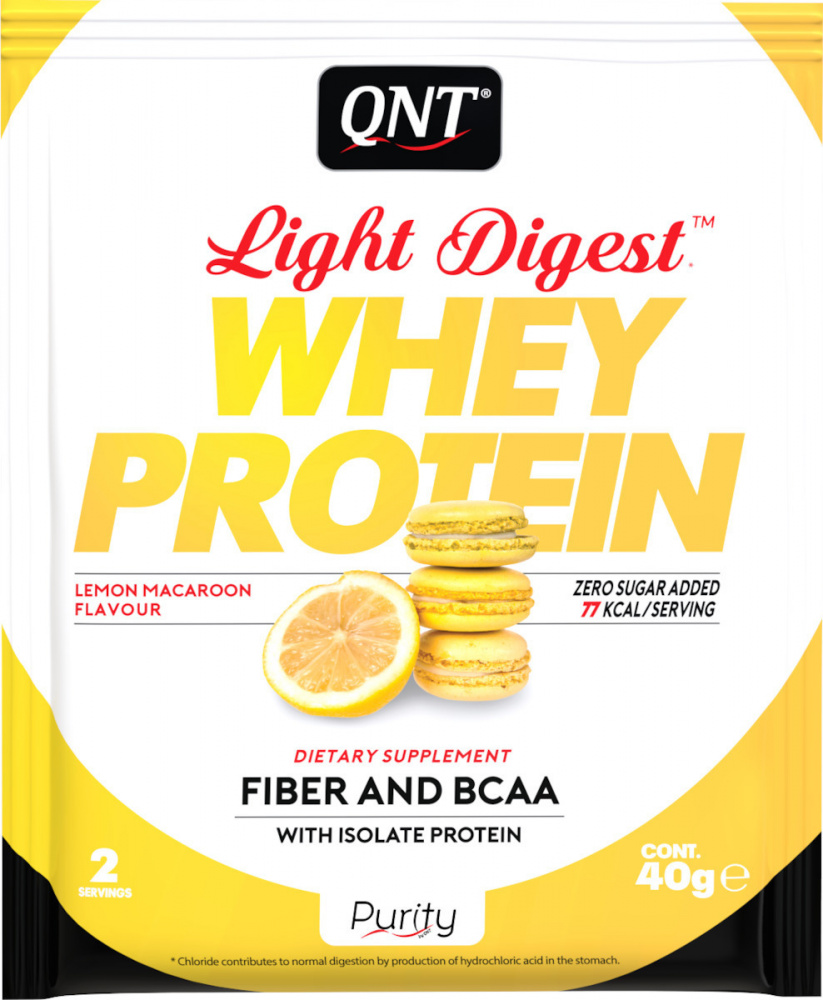 ПРОТЕИН WHEY LIGHT DIGEST, QNT СО ВКУСОМ ЛИМОННЫЙ МАКАРУН 40г - фото