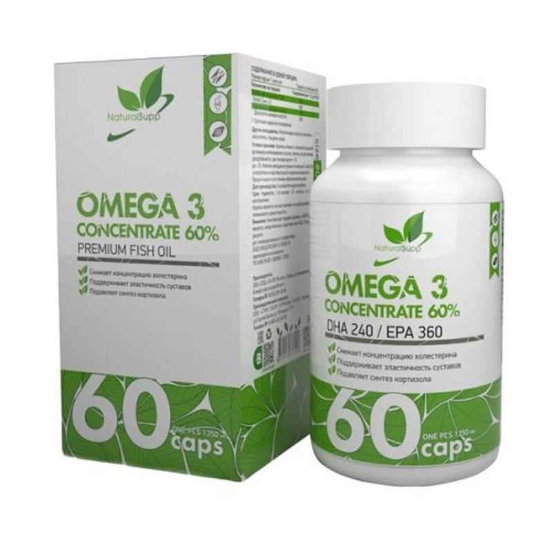 Омега 3 (Omega-3 concentrate 60% NaturalSupp), 60 капсул - фото