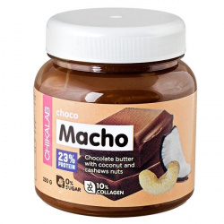 CHOCO MACHO Шоколадная паста с кокосом и кешью, 250г